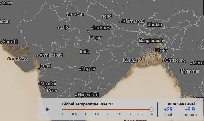 global warming sea rise Nepal