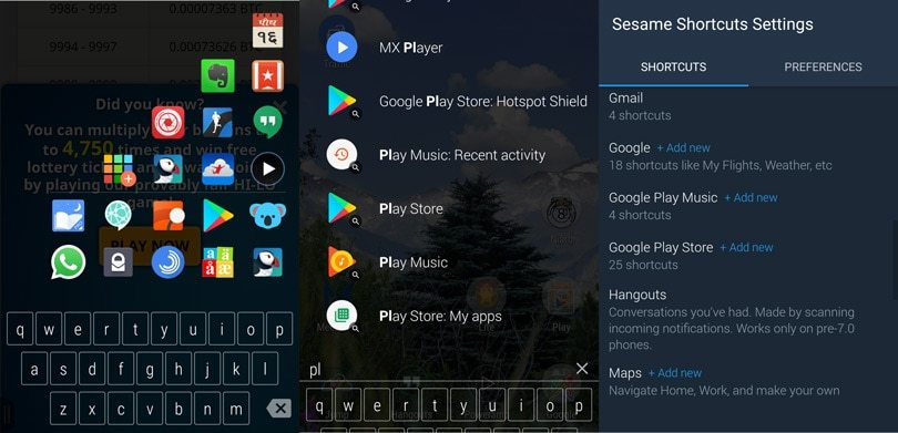 Sesame shortcuts Android