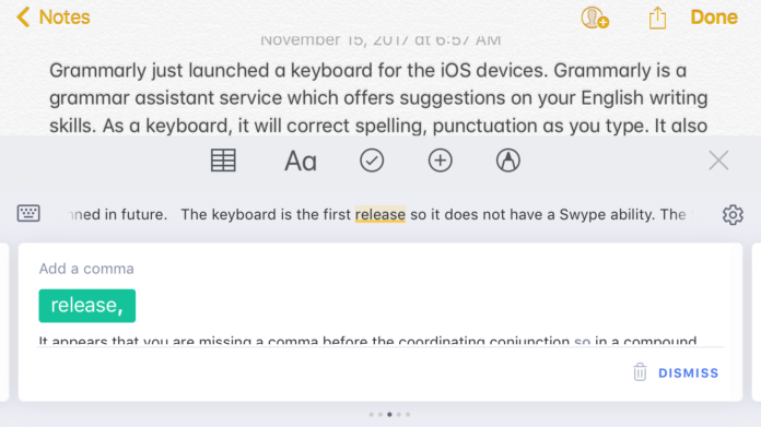 Grammarly iOS Keyboard