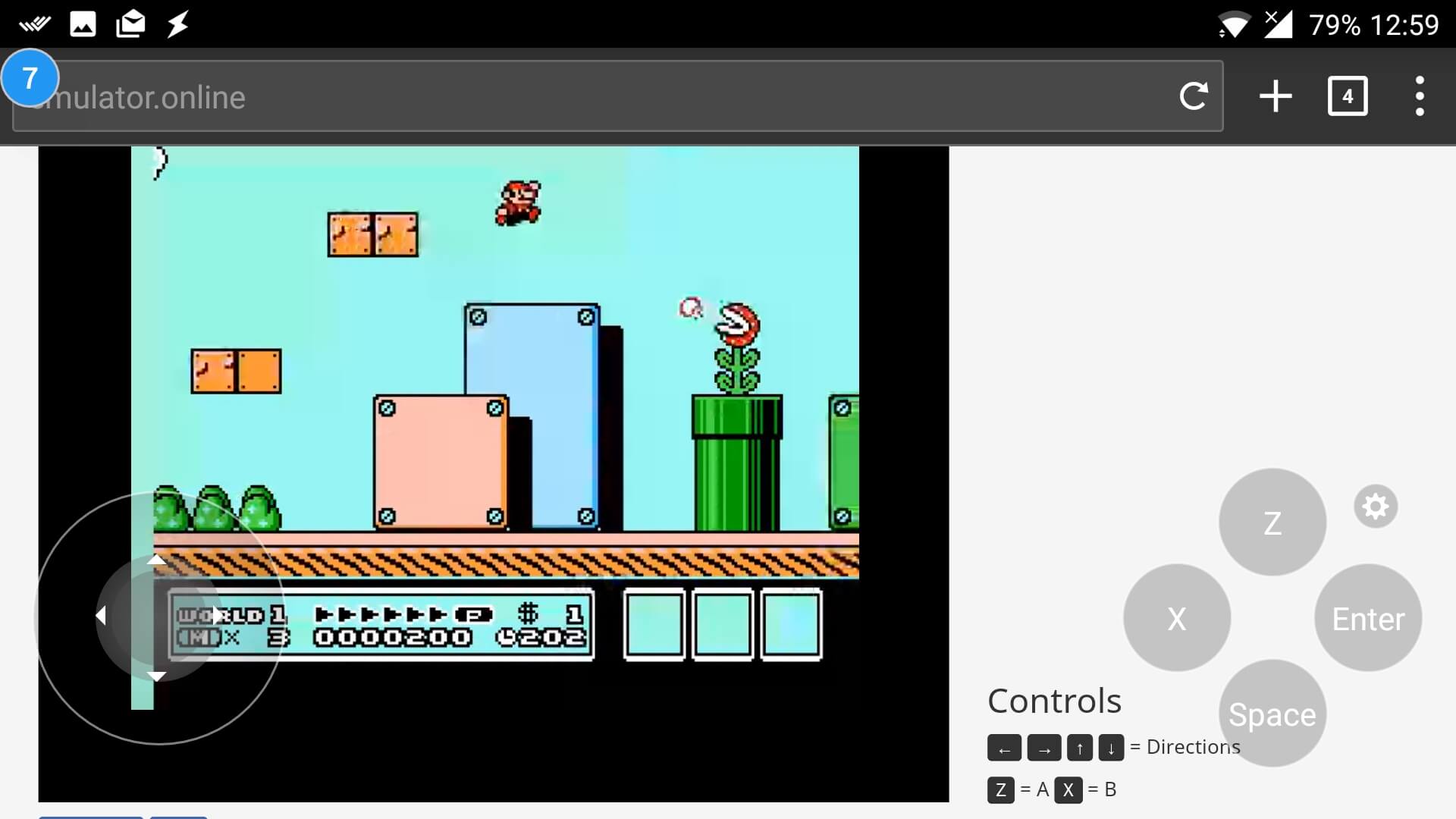 playing mario on puffin browser with gamepad