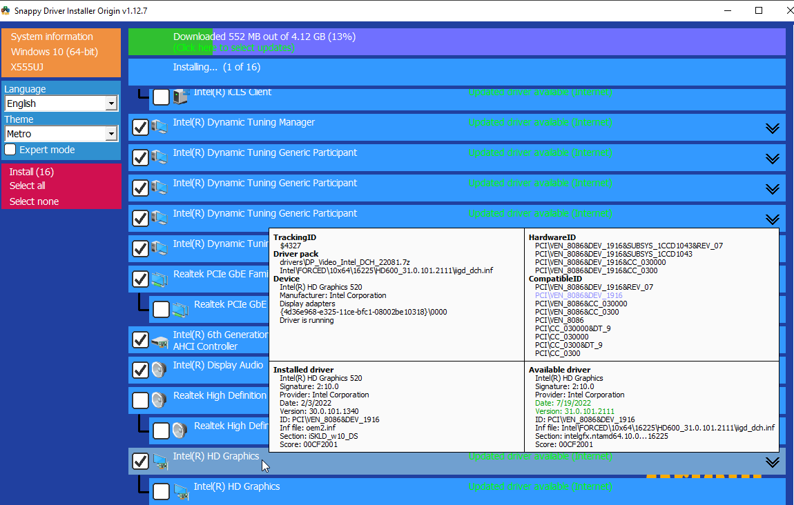 Snappy windows driver installer interface