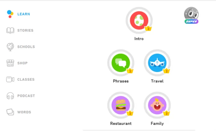 Duolingo Web Interface