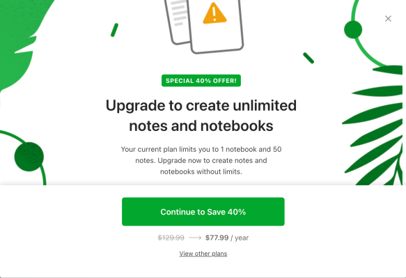 Evernote changes its free tier limits to 50 notes