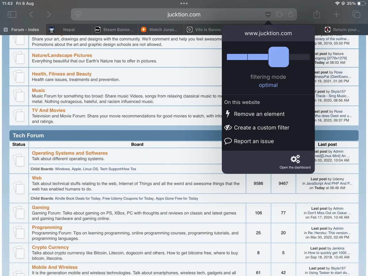 uBlock adblocking extension on Safari browser in iOS 18.6