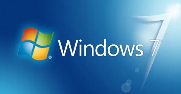 Windows 7 Logo over a gradient blue color in the background